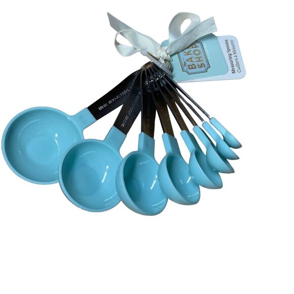Measuring Spoon Set 8PC.‎ Pale Blue By Bake Shop NEW WITH TAGS! - Picture 1 of 3